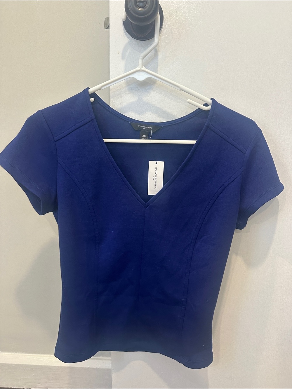 Banana Republic Royal Blue V-Neck Short Sleeve Top